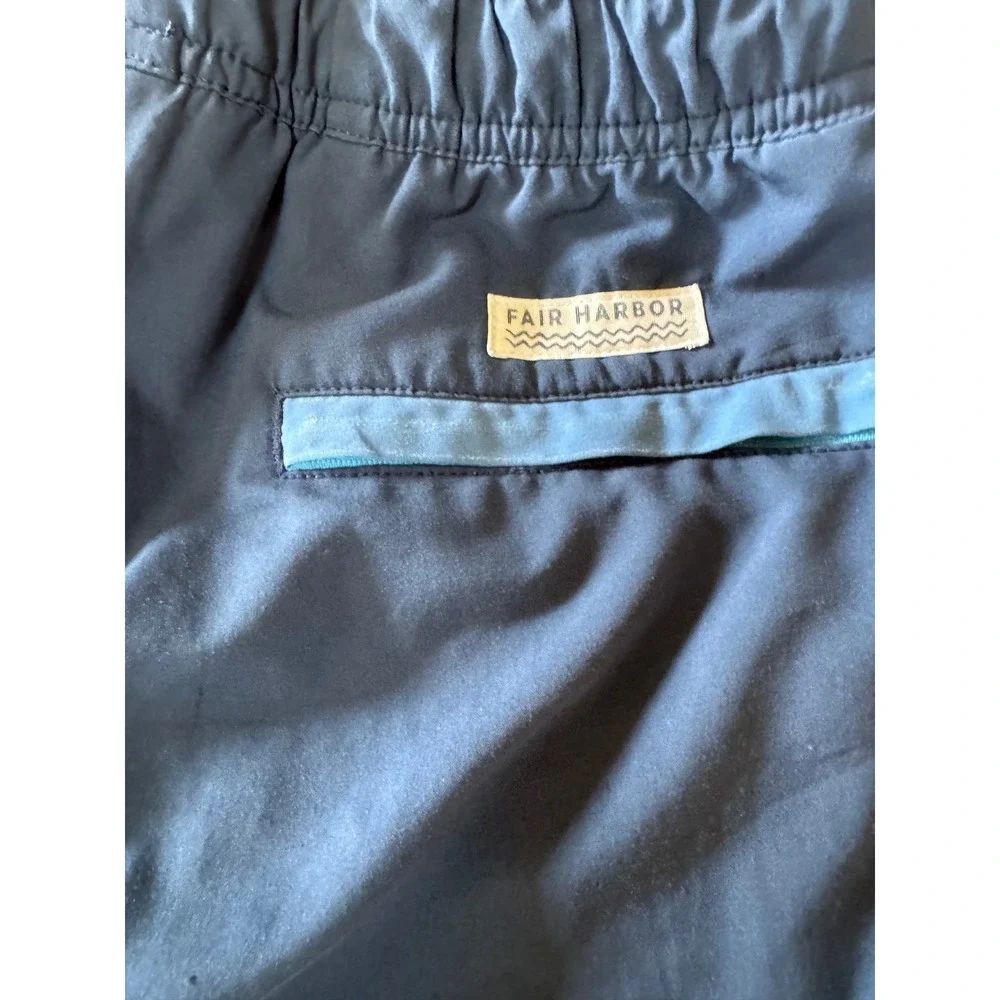Fair Harbor Mens Swim Trunks Set of 2 Blue Teal Striped Lined Size Medium